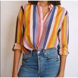 Xirena Beau Barcelona Stripe Button Front Shirt Size Small